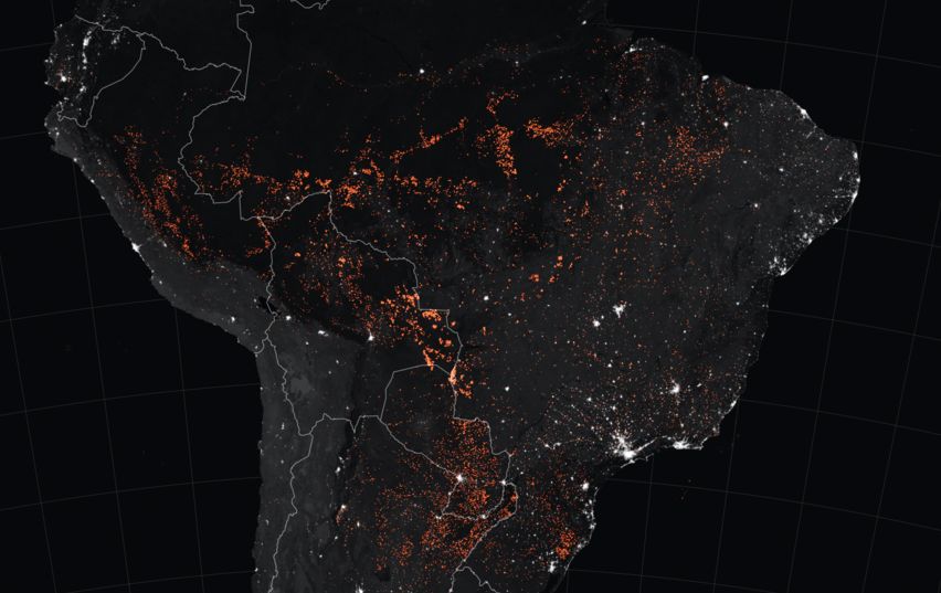 Pożary lasów w Puszczy Amazońskiej 15-22.08.2019. https://www.earthobservatory.nasa.gov/images/145498/uptick-in-amazon-fire-activity-in-2019